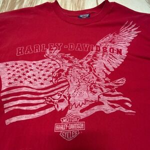 Vintage Harley Davidson Eagle Flag T Shirt 2003 Y2K Red Las Vegas Men's XL